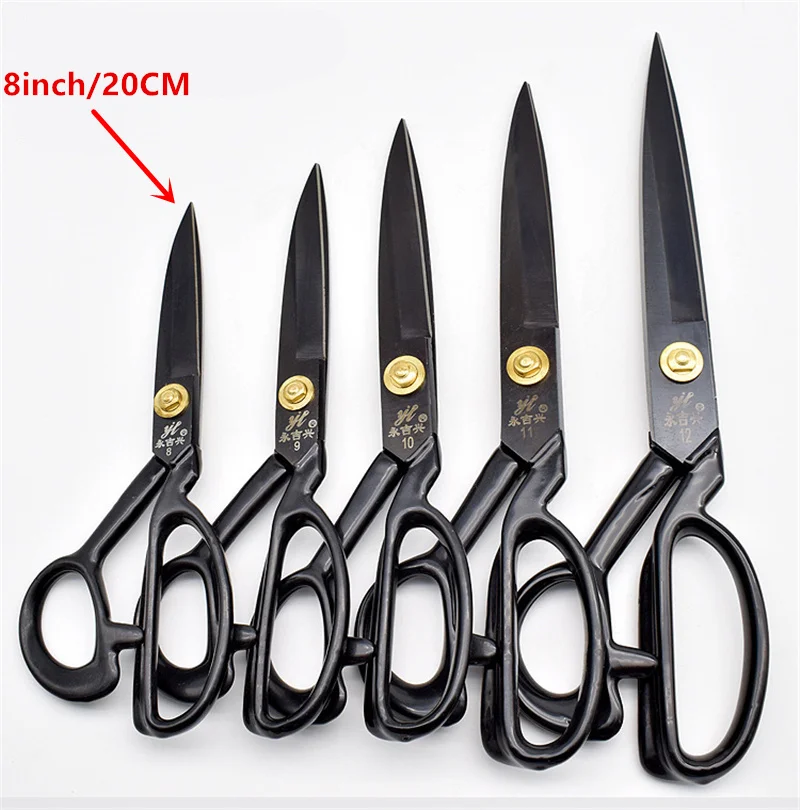 Professional Tailor Scissors Sewing Scissors Embroidery Scissor Tools for Sewing Craft Supplies Scissors Fabric Cutter Shears - Цвет: Black 8inch 20cm