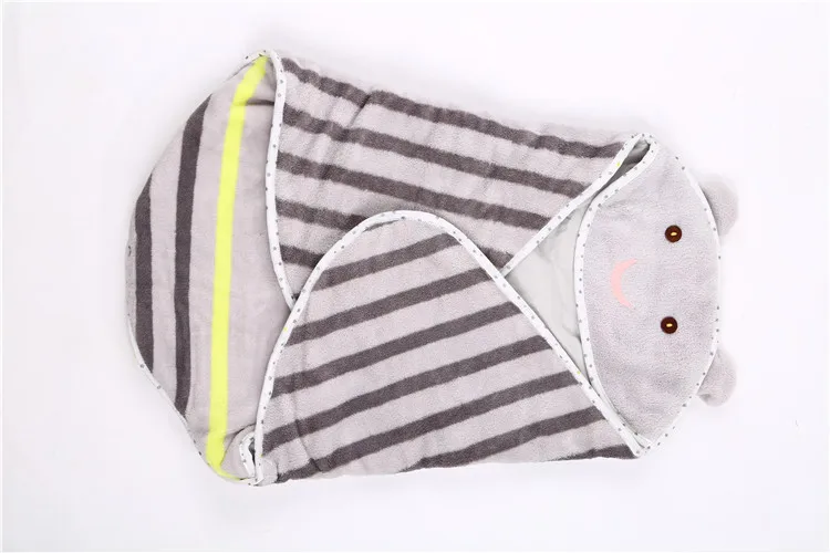 Детский конверт для новорожденных; Флисовое одеяло кораллового цвета; спальный мешок; мягкие спальные мешки для младенцев; одеяло с рисунком для весны и лета - Цвет: Grey