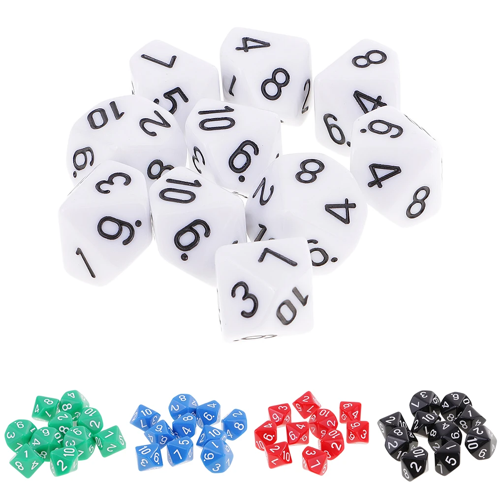 Perfeclan 10pcs 10 Sided Dice D10 Polyhedral Dice for Dungeons and Dragons Games 10 Sided Dice for Entertainment