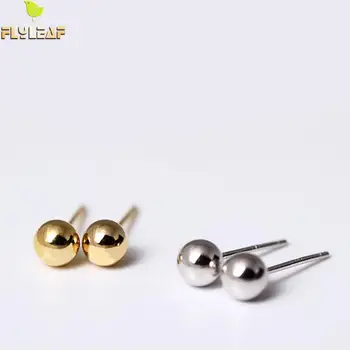

Flyleaf 100% 925 Sterling Silver Small Ball Gold Color Stud Earrings For Women Simple Personality Lady Fashion Jewelry