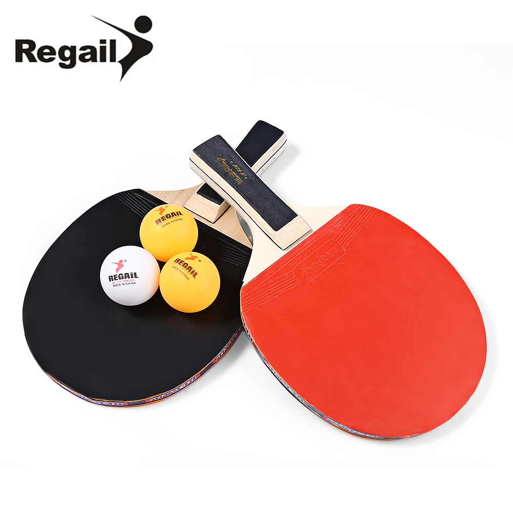 REGAIL A508 настольный теннис ракетки две длинные ручки весло летучая мышь три мяча тяжелых наконечник свет ручки черный оранжевый пинг-понг
