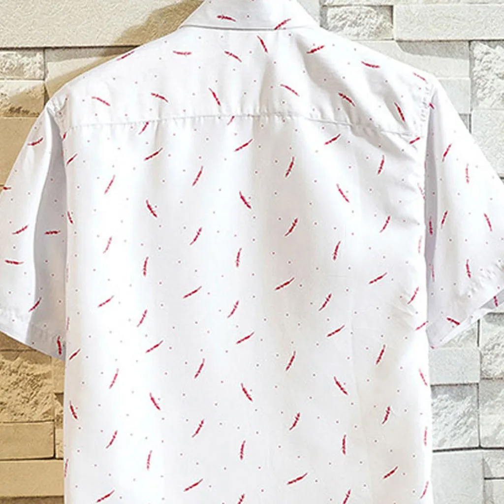 Мужская одежда 2019 летние рубашки Повседневная пляжная блузка с коротким рукавом Свободные Формальные Рубашки с принтом Мужская Уличная
