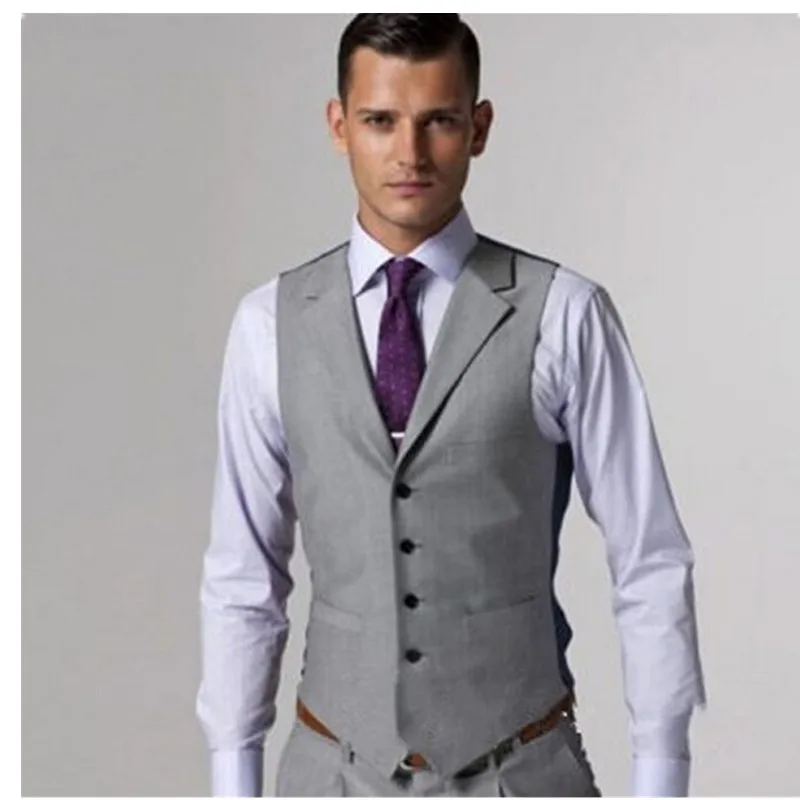 High Quality New Arrival Slim Light Grey New Men's Dress Vests Business