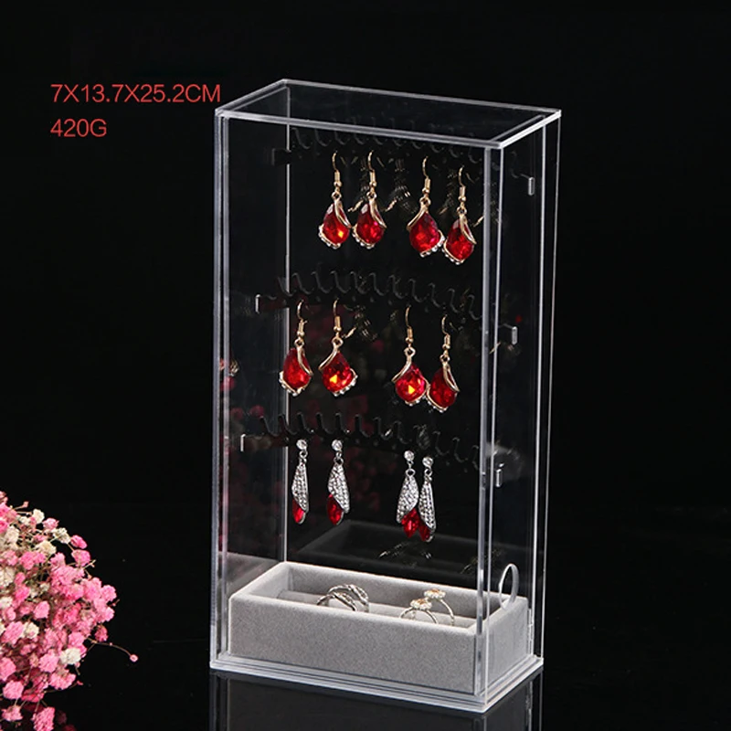 High-grade Acrylic Earring Display Stand Organiser Holder Necklace Earring Studs Storage Clear Jewe