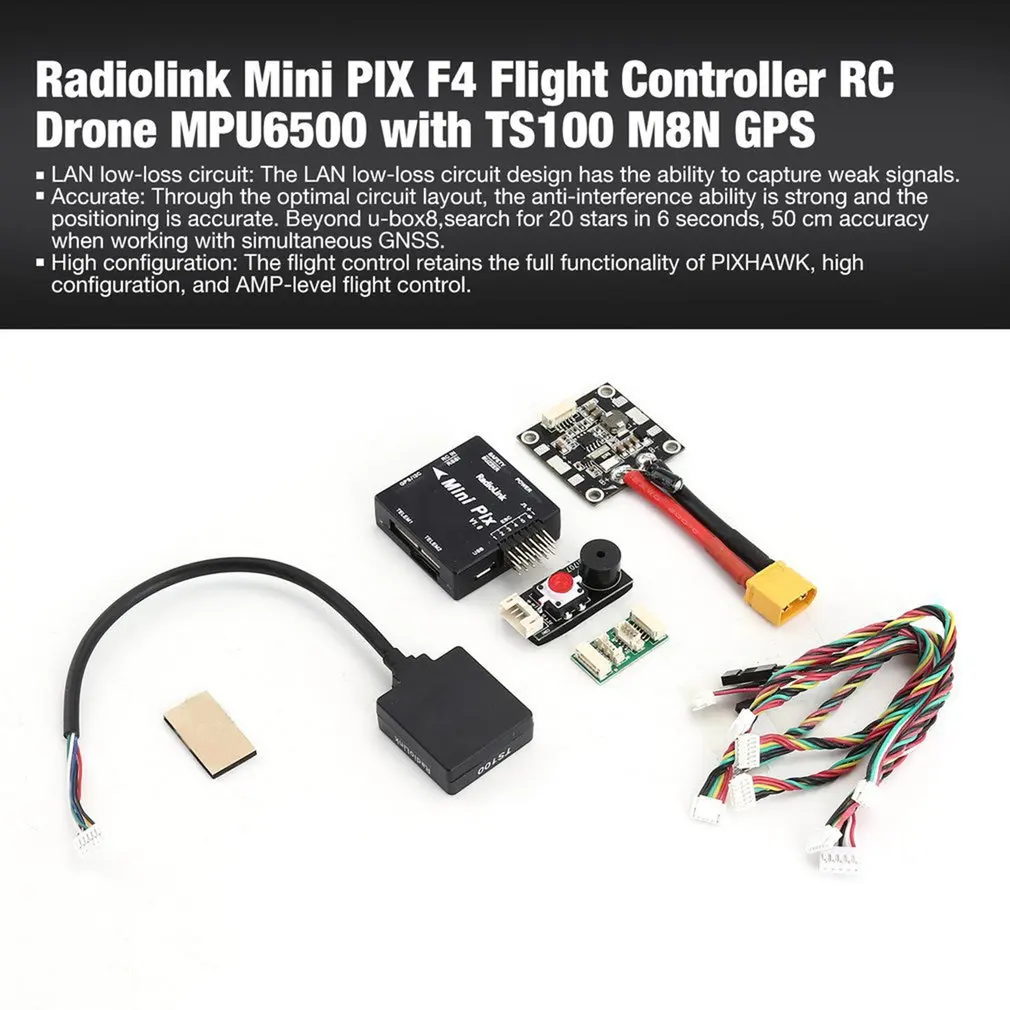

Radiolink Mini PIX Flight Controller MPU6500 with TS100 M8N GPS for RC Drone Fixed wing/Multicopter/Helicopter/Cars/Boats