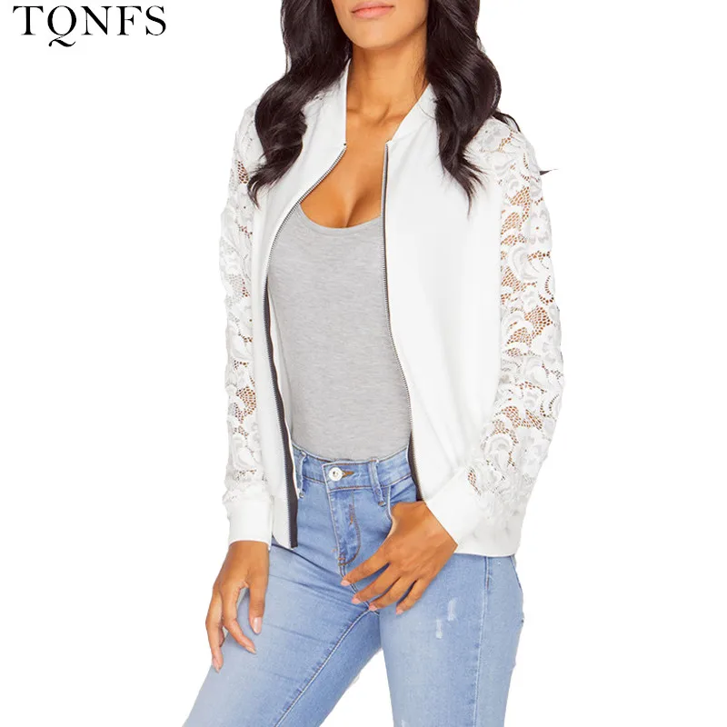 TQNFS Fashion Casual Lace Patchwork Long Sleeve Coat Women