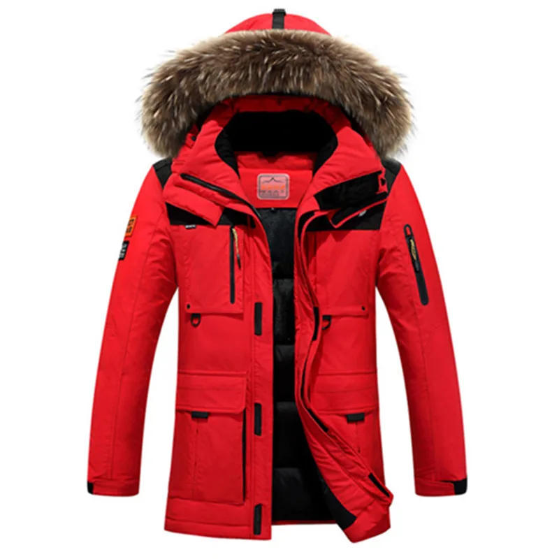 Новинка, зимнее Мужское пальто, куртка-пуховик с меховым капюшоном, съемная парка, водонепроницаемая, ветрозащитная, до-35 градусов, мужская куртка размера плюс