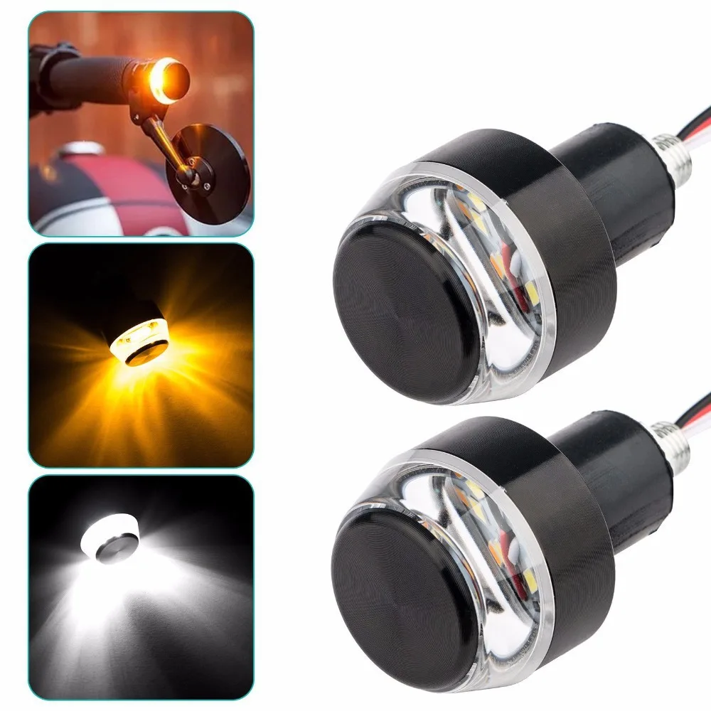 

Motorcycle Turn Signal Light LED Handlebar Amber Indicator Flasher 22mm Bar End Blinker Universal
