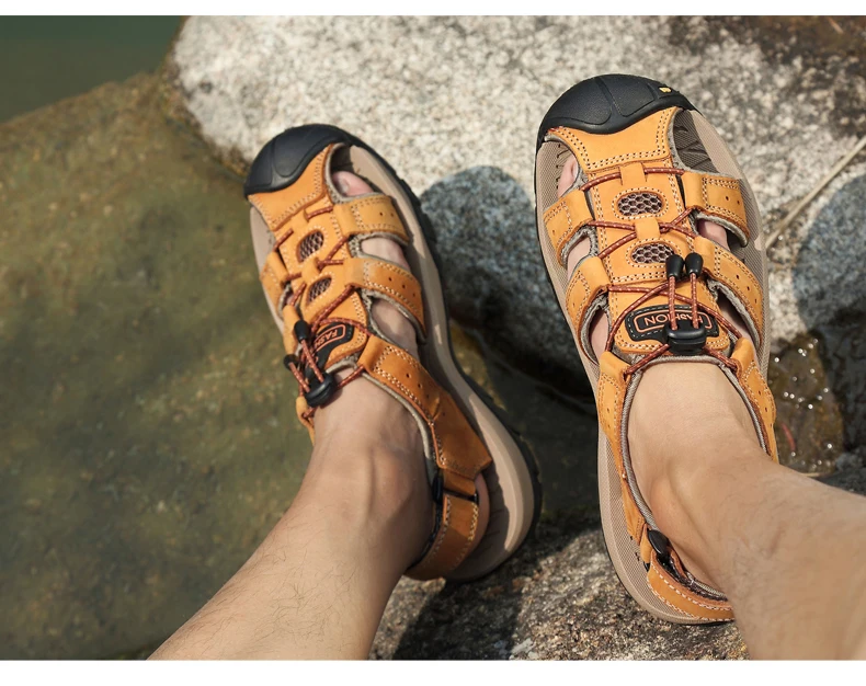 Классические мужские мягкие сандалии удобная мужская летняя обувь кожаные сандалии Большие размеры мягкие сандалии мужские римские удобные мужские летние
