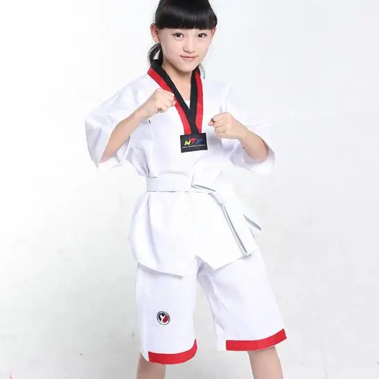 Торжественное детское кимоно jido Kickboxing костюм для тренировок комплект белого цвета для мальчиков и девочек комплект для занятий тхэквондо каратэ Тхэ Квона до одежда От 3 до 14 лет - Цвет: as picture