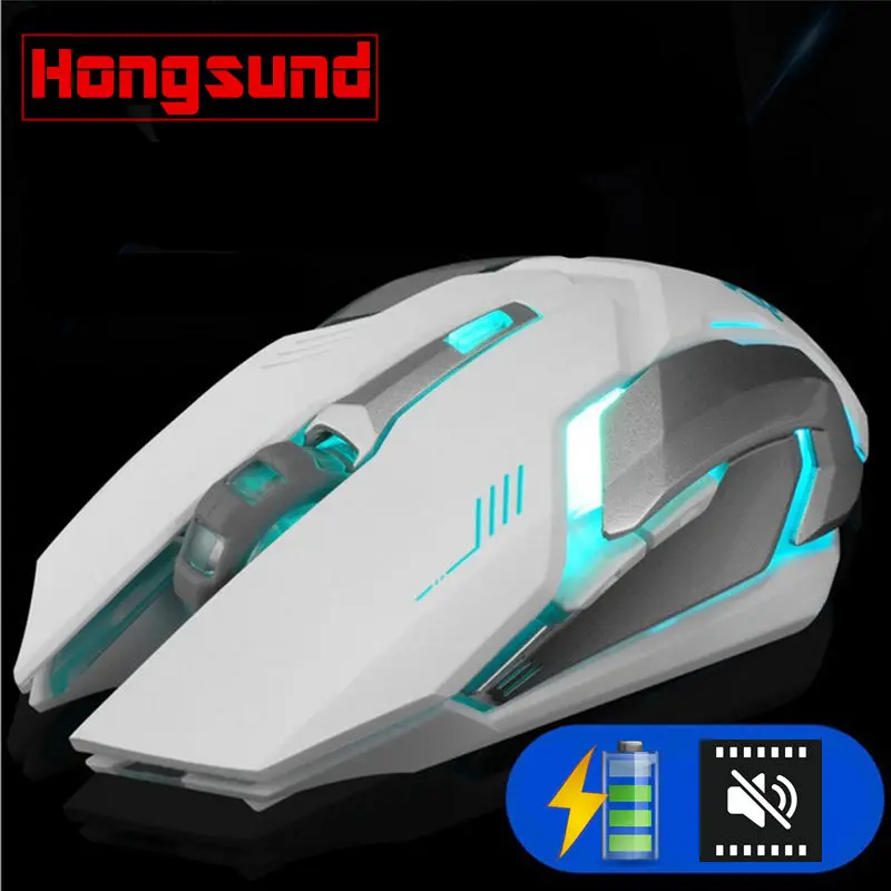 Hongsund Аккумуляторная Беспроводная игровая мышь с 7 цветной подсветкой дышащая