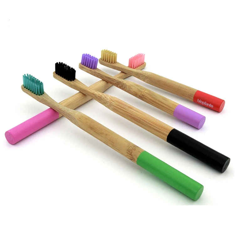 Радужная зубная щетка многоцветная зубная щетка из натурального бамбука с круглой бамбуковой ручкой мягкая щетина Экологичная зубная щетка для взрослых