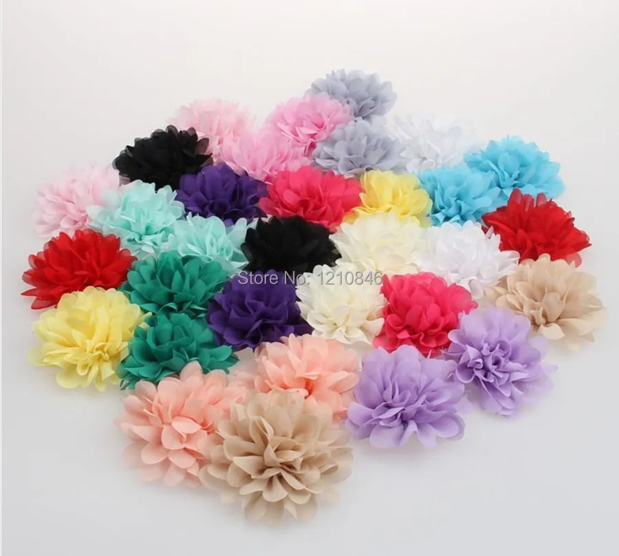 2014 new 3.7" Chiffon Flower head fabric flower in handmade 16colors