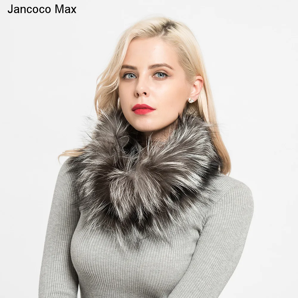 

Jancoco Max 2019 New Real Fox Fur Scarves Winter Thick Warm Top Quality Shawl Natural Fur Muffler S7120