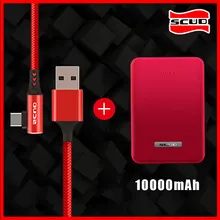 Scud mini power bank 10000 мАч+ USB кабель type-C, маленький тонкий Быстрый внешний аккумулятор для Xiaomi, huawei, LG, samsung, мобильного телефона, Android