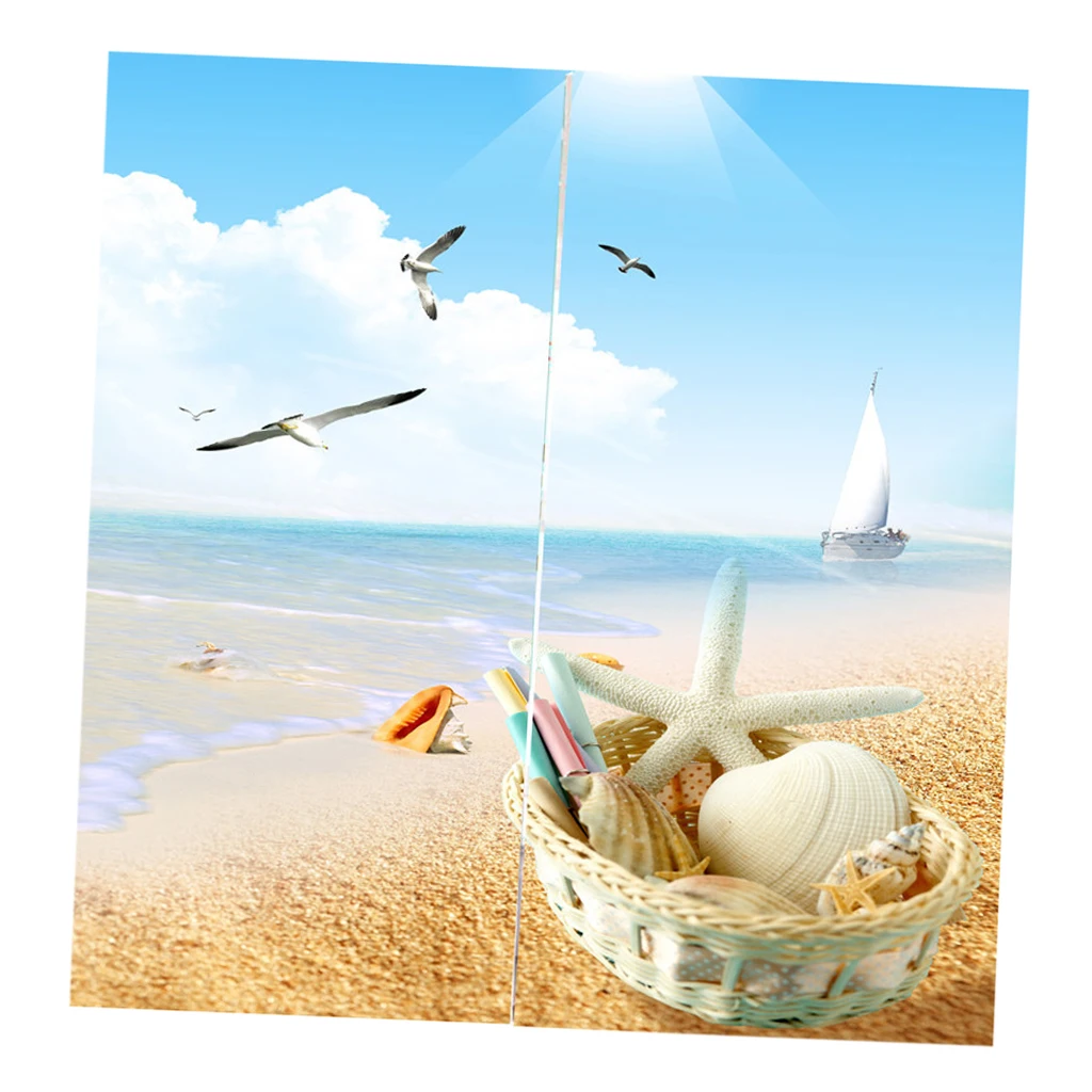 1 Pair 3D Digital Photo Print Sea Style Curtains Blackout Window Drapes Home Window Room Decor, 2 Panels/ Set, 59x65inches