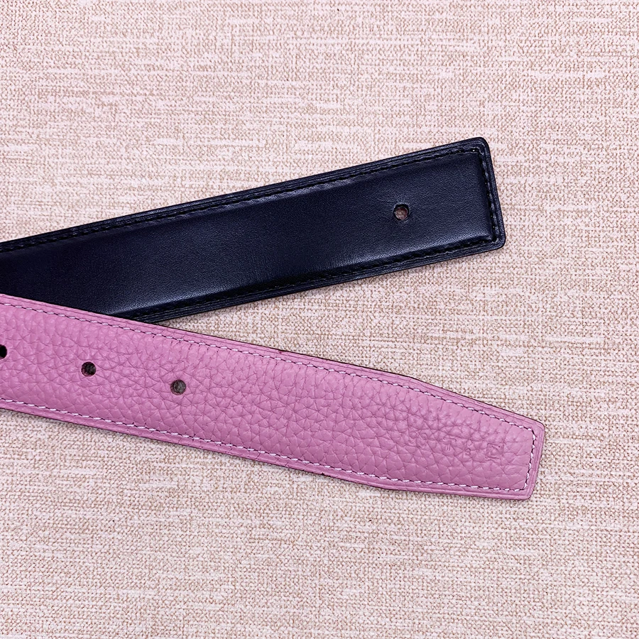 US $20.79 2020 Without Buckle Ciartuar For Men Women 32cm Pink Color Belt High Quality Cowskin Leather Two Sides Free Shipping