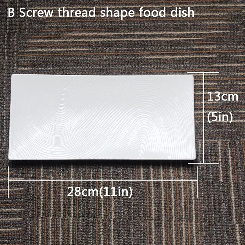 Простая обеденная тарелка из белого фарфора прямоугольное блюдо Западная еда семейная столовая посуда тарелка керамическая тарелка столовая - Цвет: B-Screw thread shape