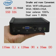 Promotional Celeron 1037U Mini PC Windows USB Computer 1.8G Dual Core 2G Ram 32G mSata SSD for Linux Windows 7 Windows XP