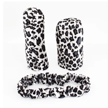 Promotion! White Leopard Prints Car Gear Shift Knob Handbrake Mirror Cover 3 Pcs