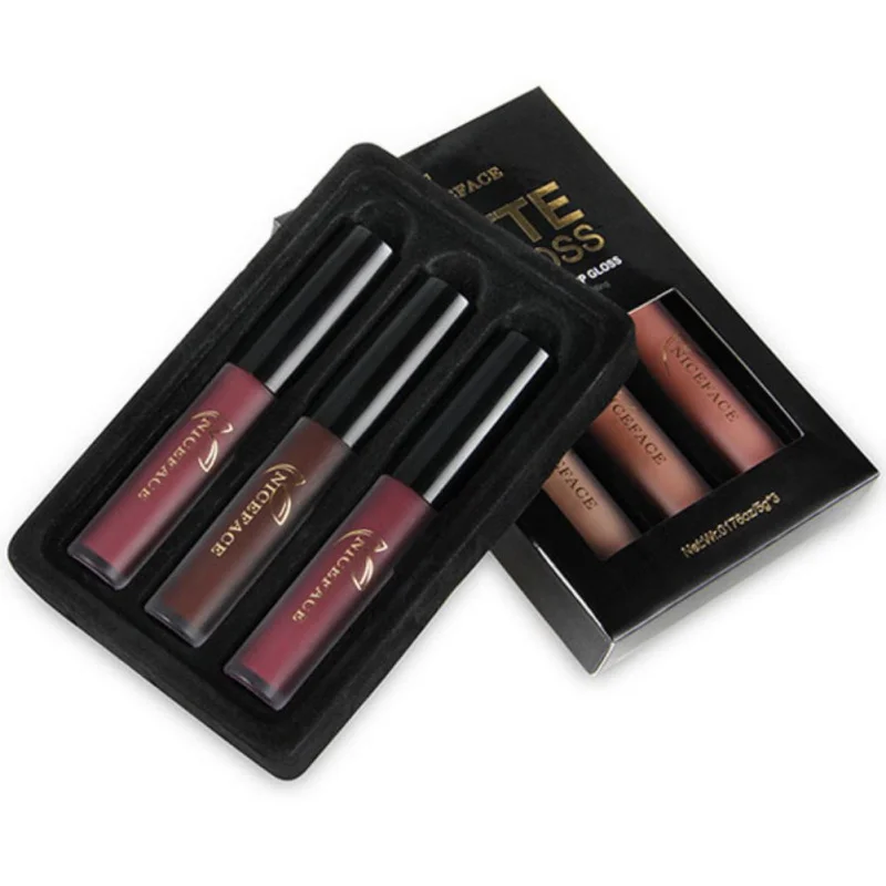 

3Pcs Long-lasting Lip Colors Makeup Waterproof Tint Lip Gloss Waterproof Soft Matte Liquid Lipstick
