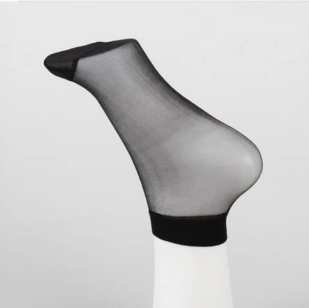 10 пар/компл. Для женщин короткие носки тонкие прозрачные шелковые носки Для женщин девушек летняя черная кожа Однотонная одежда