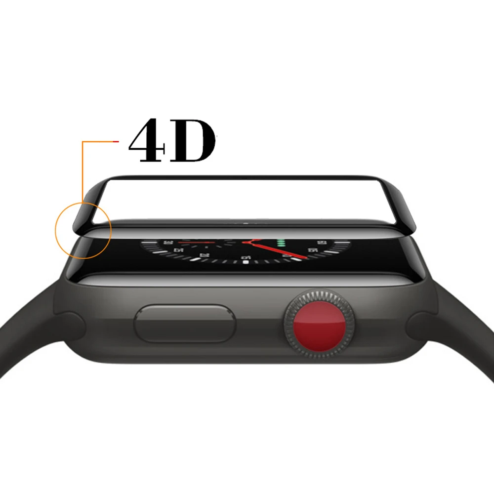 Полный закаленное пленка для Apple Watch 42mm 38 мм 4D изогнутые поверхности Анти-шок Экран Защитная пленка для iwatch серии 3 /2/1