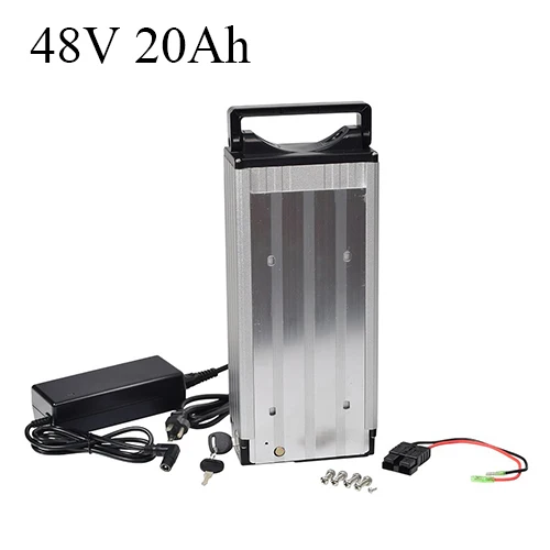 48V 20AH Lithium-ion Rack Mount Battery Rear Rack Batts with 54.6V 3Amp Charger for ebike fit 250w 500w 850w 1000W motor - Цвет: 48V 20AH Silver