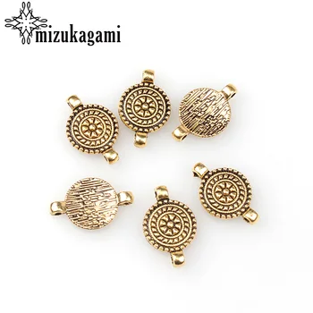 

10pcs/lot 21*13MM Retro Gold Zinc Alloy Floret Flowers Connector Charms Pendants For DIY Jewelry Bracelet Accessories