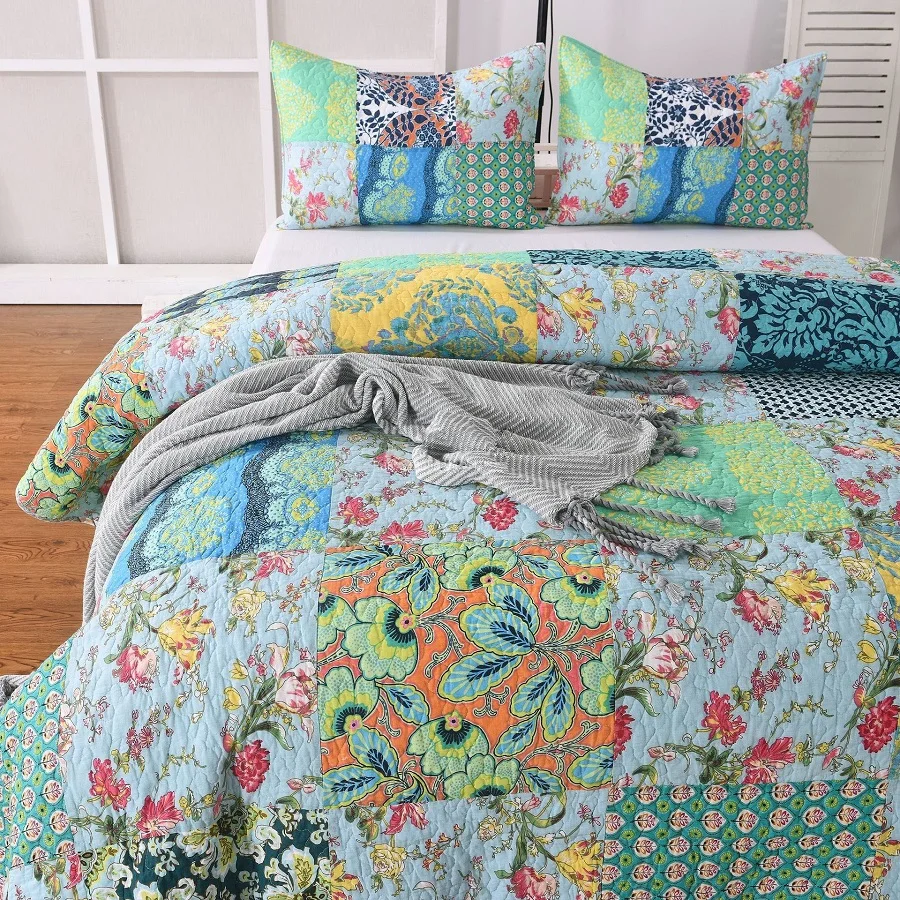 

CHAUSUB Cotton Bedspread Quilt Set Coverlet 3PCS Patchwork Quilts The Wizard of Oz Print Bed Cover Quilted Bedding King Size
