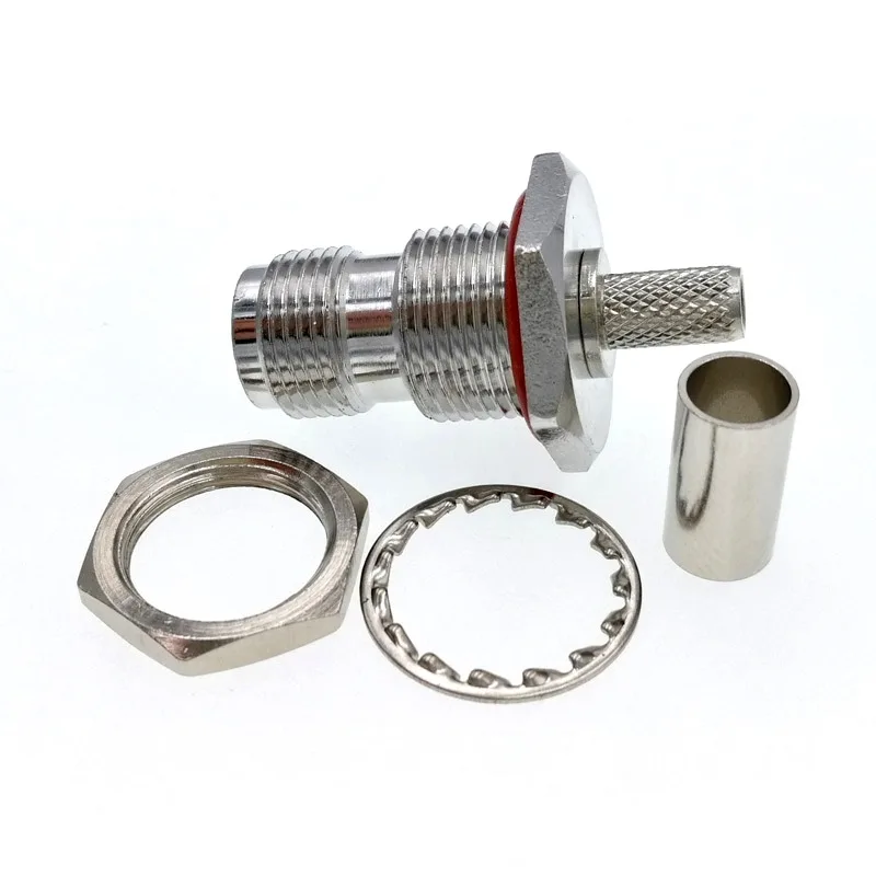 TNC Female Jack Bulkhead O-ring Crimp For RG58 LMR195 RG142 RG400 Cable RF Coaxial Connector (3)