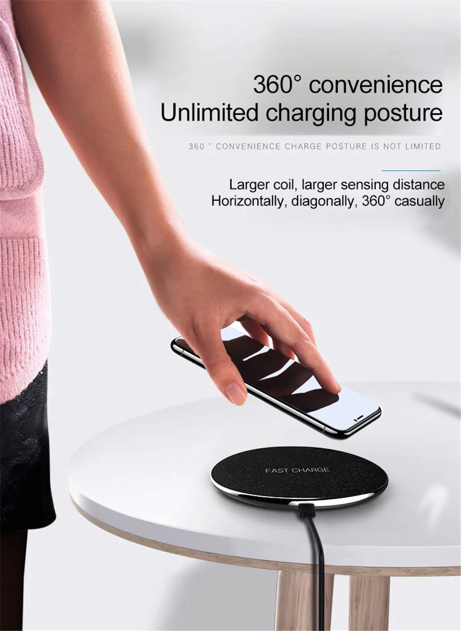 !ACCESS 10W Fast QI Wireless Charging Pad For iPhone X 8 Plus Samsung Galaxy S6 S8 S7 Note 8 Mobile Ultra-thin Wireless Charger (5)