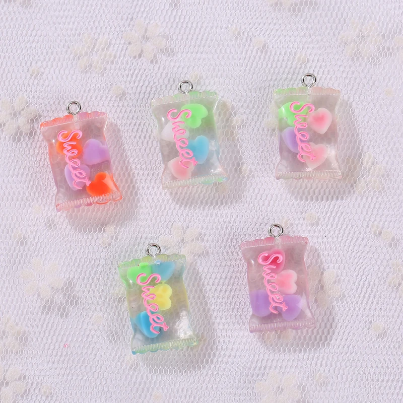

20pcs resin moon candy color necklace charms very cute keychain pendant necklace pendant for DIY decoration