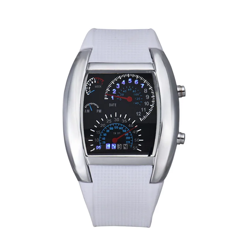 

Watch Women Clock Fashion Aviation Turbo Dial Flash LED Wrist Watch Gift Mens Lady Sports Car Meter Hot Sale Leisurely Gift C/4