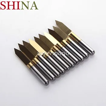 

10pcs /5pcs/1pc Titanium Coated Milling Cutter Carbide PCB Engraving CNC Bit Router Tool 60 Degree 0.2mm Tip End Mill