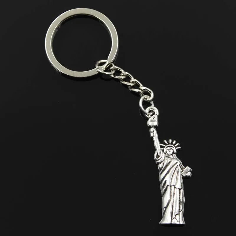 

new fashion men 30mm keychain DIY metal holder chain vintage statue of liberty new york 49*14mm silver pendant Gift