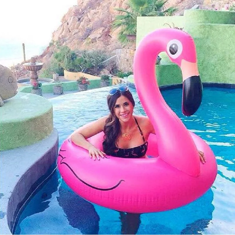 Rooxin 120cm Flamingo Inflatable Swimming Ring for Pool Adult Baby Swimming Ring Float Swim Circle Pool Toys Beach Party Supply