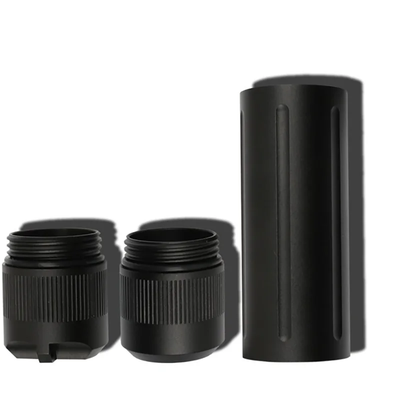 Black CNC aluminum alloy waterproof cans head and tail detachable sealed pill box portable container small storage bottle