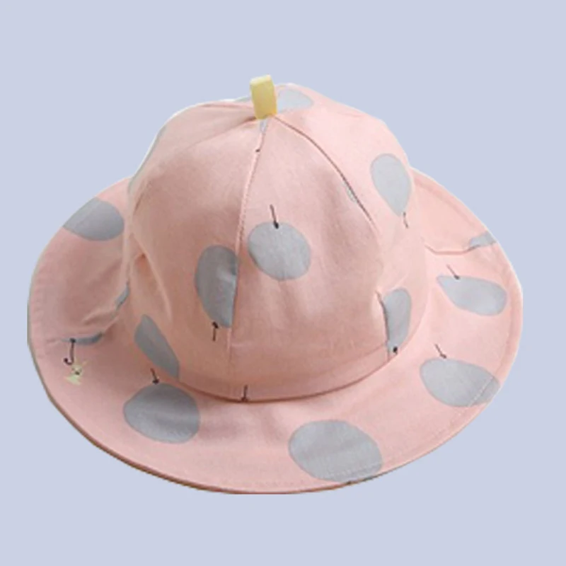 Хлопковая детская панамка с широкими полями, милая детская летняя кепка с козырьком от солнца для маленьких девочек и мальчиков, Пляжные шапки для младенцев, enfant - Цвет: style 1 pink