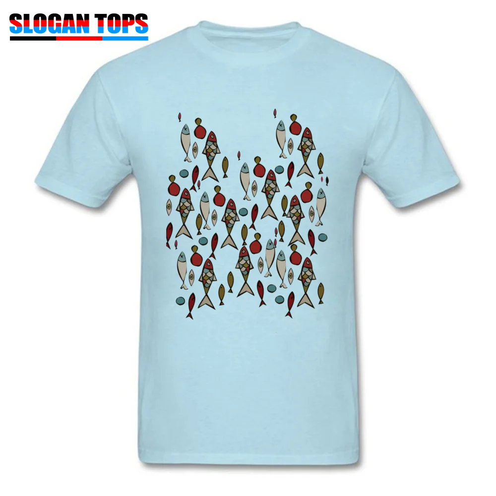 Fishy Customized Short Sleeve Tops Shirts Summer Fall O Neck Pure Cotton Mens T Shirts Customized Tee Shirt Funky Fishy light