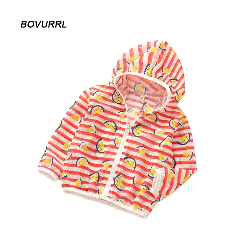 

BOVURRL Children Sunscreen Clothing Thin Breathable Skin Clothing Boy Girls Hooded Cartoon Pattern Jacket Summer Beach Short