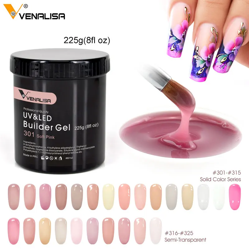 nail thin Builder Gel 8 oz 225 g Extension French nails 25 Colors Soak Off UV led Varnishes 3D Tips Glue Camouflage nail gel