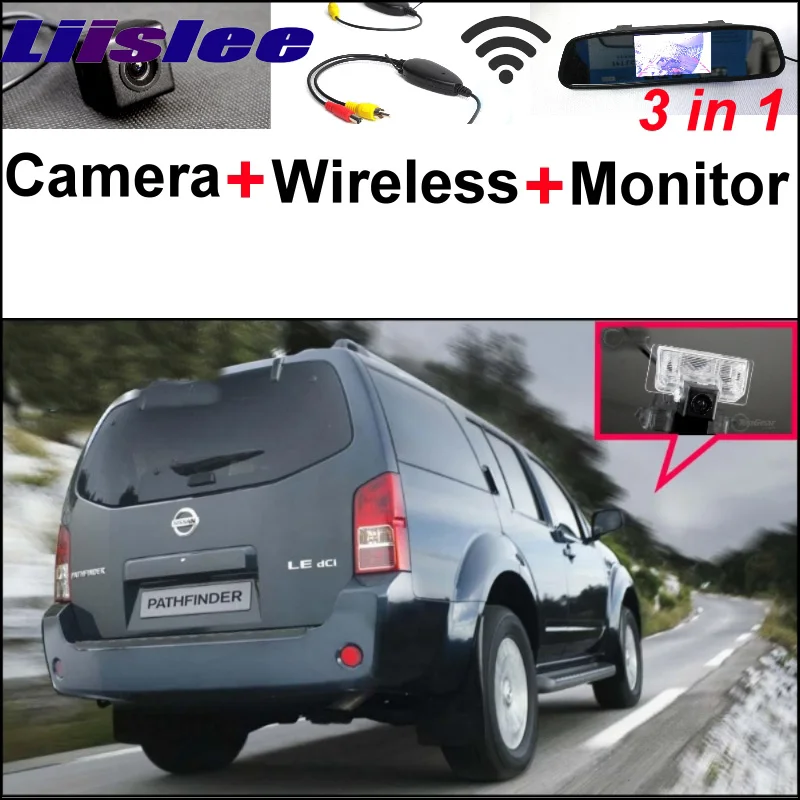 3 in1 Special Rear View Camera + Wireless Receiver + Mirror Monitor Back Up Parking System For Nissan Pathfinder R51 2005~2014 (3)