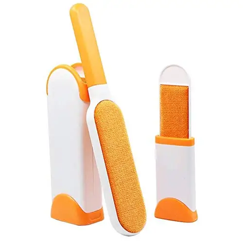 

Pet Hair Remover Brush,Lint Brush Dog & Cat Fur Remover Reusable Self-Cleaning Base Double Sided Animal Hair Removal Tool Travel