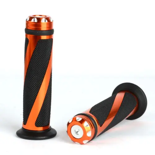 Пара оранжевый алюминиевый зернистый резиновый руль для мотоцикла рукоятки 7/" 22 мм