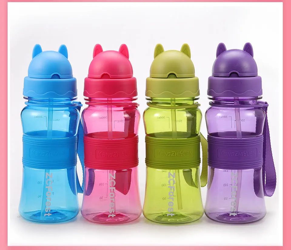300ml BPA Free Sport Water Bottle For Kids Water Bottle With Straw Eco-friendly Tritan Children Baby My Bottles ZCForest        _14
