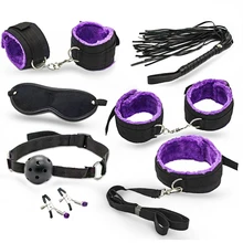 8Pcs Handcuffs/Whip/Milk Clip/Blindfolds Adult Games Set BDSM Restraint Bondage Adult Sex Toys For Couples Multi-type Sex Tools