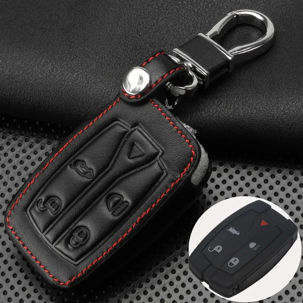 

Remote 5 Buttons Car Key Case Cover Leather 5 Buttons Remote Key Shell Uncut Blade Fob Case Fit For Land Rover Freelander 2 3