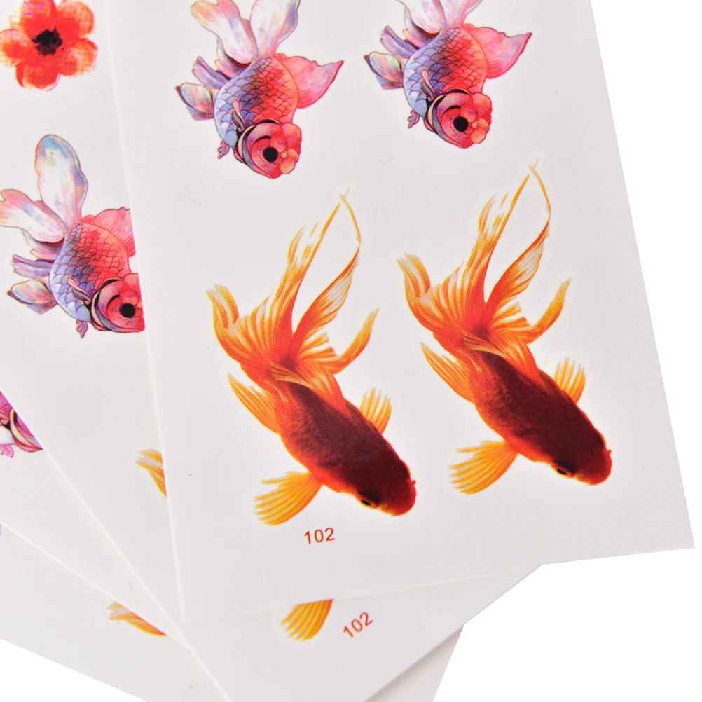 1 лист 3D Розовая Золотая рыбка золотая рыбка цветок девушка тату наклейки флэш-тату поддельные татуировки водонепроницаемые временные татуировки