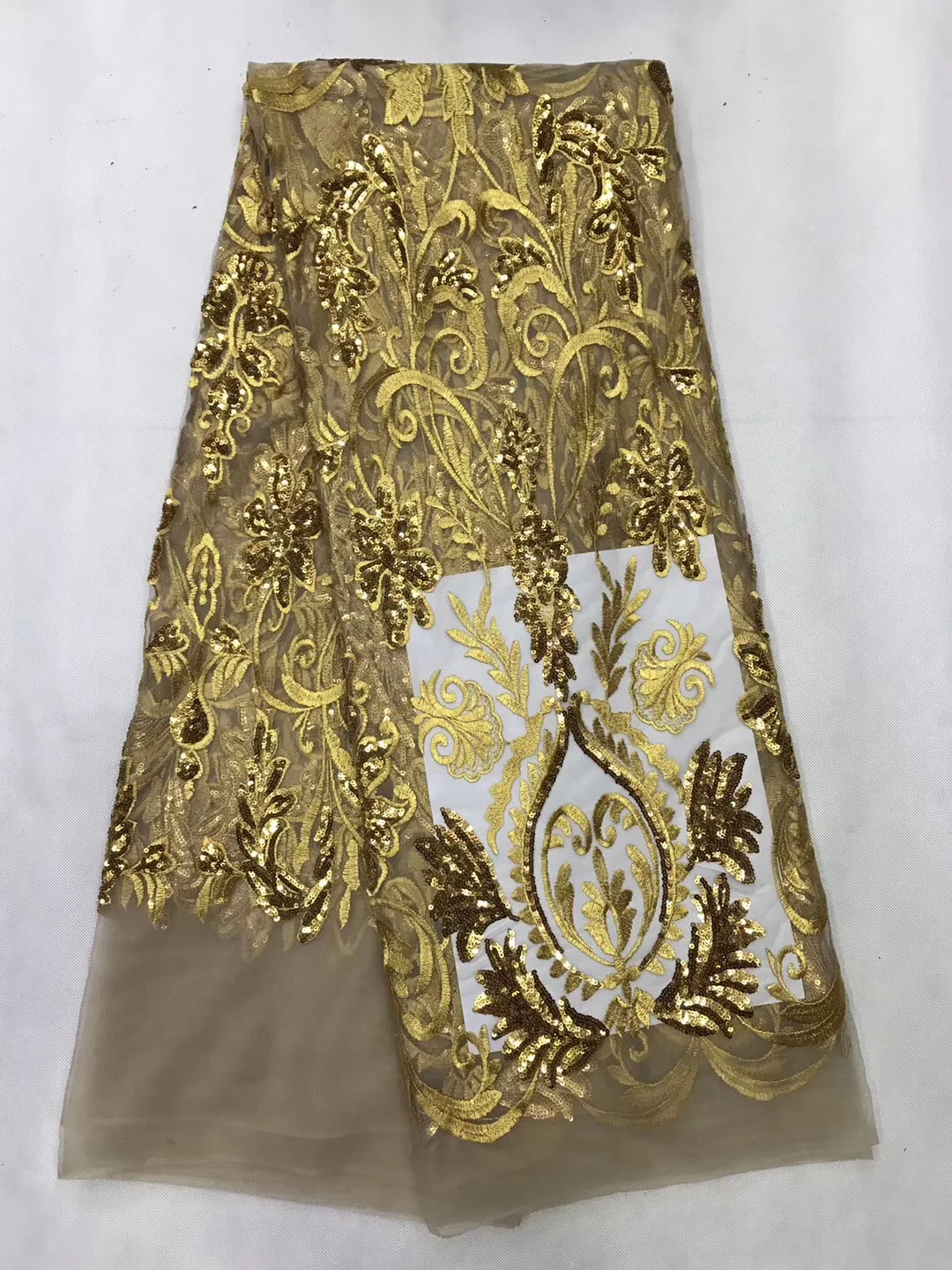 Африканская золотая кружевная ткань высокого качества Тюль Африканский